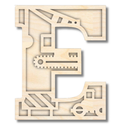 Unfinished Wood Layered Themed Letters | Construction | A-Z | 2 Piece | up to 24"