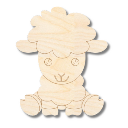 Unfinished Wood Etched Lamb Shape | Paint By Line Crafts | up to 30" DIY