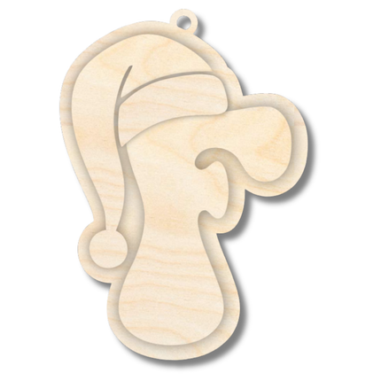 Unfinished Wood Layered Letter Santa Hat Tags | A-Z | 4 Piece | 6" Tall | 1/8" Wood | Wood Craft DIY