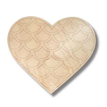 Unfinished Wood Etched Mermaid Heart Shape | Paint By Line Crafts | up to 30" DIY