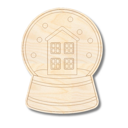 Unfinished Wood Etched Snow Globe Shape | Paint By Line Crafts | up to 30" DIY