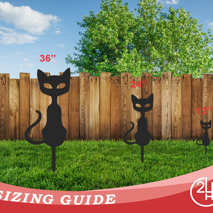 Metal Halloween Cat Garden Stakes | Set of 3 | Up to 46" | Over 20 Color Options