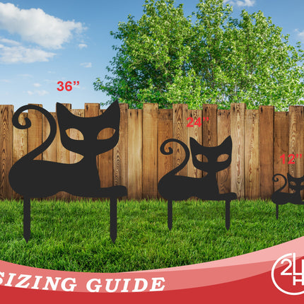 Metal Halloween Cat Garden Stakes | Set of 3 | Up to 46" | Over 20 Color Options