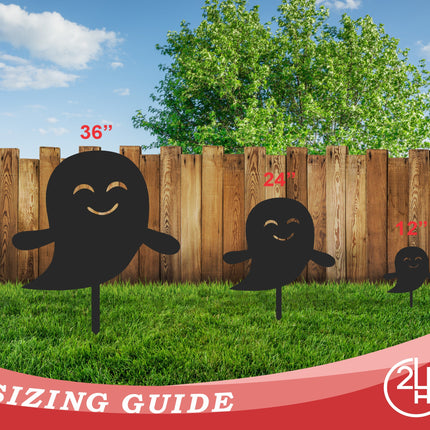 Metal Halloween Ghosts Garden Stakes | Set of 3 | Up to 46" | Over 20 Color Options