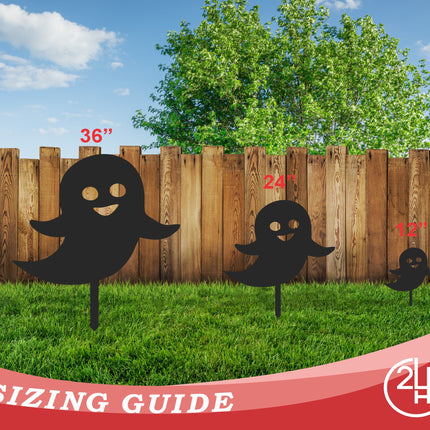 Metal Halloween Ghosts Garden Stakes | Set of 3 | Up to 46" | Over 20 Color Options
