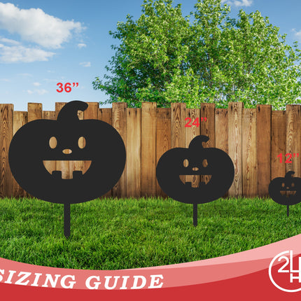 Metal Halloween Pumpkin Garden Stakes | Set of 3 | Up to 46" | Over 20 Color Options