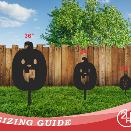 Metal Halloween Pumpkin Garden Stakes | Set of 3 | Up to 46" | Over 20 Color Options