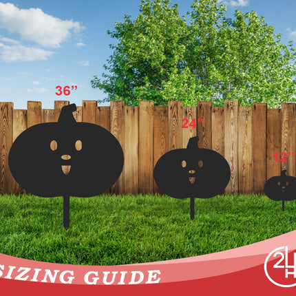 Metal Halloween Pumpkin Garden Stakes | Set of 3 | Up to 46" | Over 20 Color Options