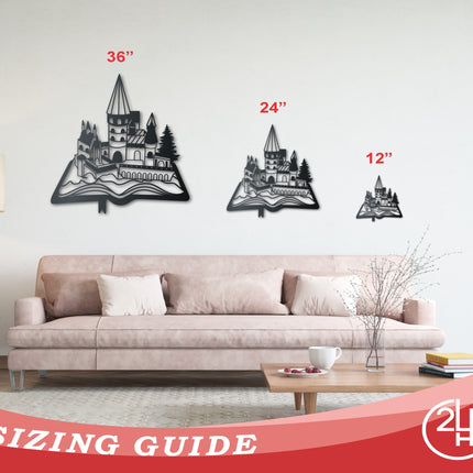 Metal Storybook Castle Wall Art | Indoor Outdoor | Up to 36" | Over 20 Color Options