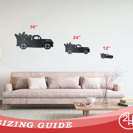 Metal Ghost Pickup Truck Wall Art | Halloween | Indoor Outdoor | Up to 36" | Over 20 Color Options