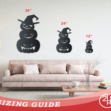 Metal Scary Pumpkin Stack Wall Art | Halloween | Indoor Outdoor | Up to 36" | Over 20 Color Options