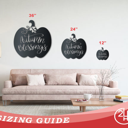 Metal Autumn Blessings Wall Art | Indoor Outdoor | Up to 36" | Over 20 Color Options