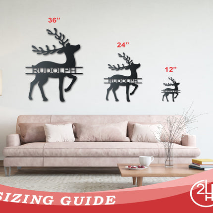 Custom Metal Split Reindeer Wall Art | Winter Holiday | Indoor Outdoor | Up to 36" | Over 20 Color Options