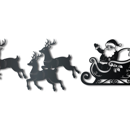 Custom Metal Santa and Reindeer Wall Art | Three Piece Set | Christmas | Indoor Outdoor | Up to 36" | Over 20 Color Options