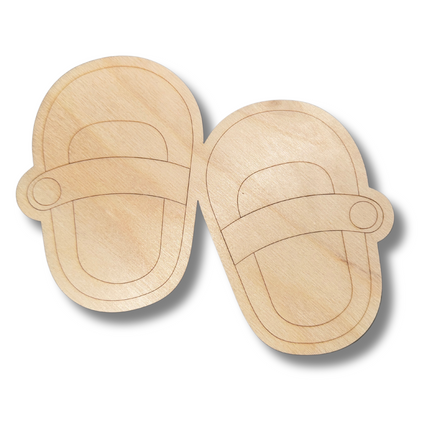 Unfinished Wood Etched Baby Shoes Shape | Paint By Line Crafts | up to 30" DIY