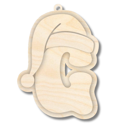 Unfinished Wood Layered Letter Santa Hat Tags | A-Z | 4 Piece | 6" Tall | 1/8" Wood | Wood Craft DIY
