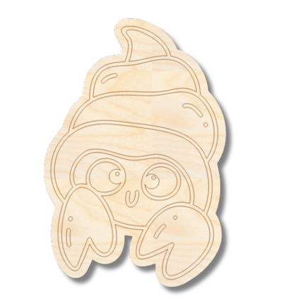 Unfinished Wood Etched Hermit Crab Shape | Paint By Line Crafts | up to 30" DIY