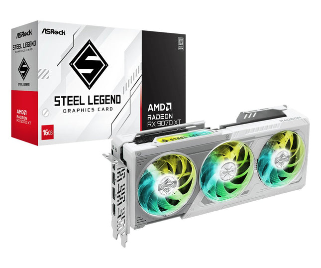 ASRock Radeon RX 9070 XT Steel Legend 16GB GDDR6 Graphics Card