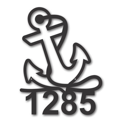 Custom Metal Anchor Address Sign | Metal Nautical House Sign | Indoor Outdoor | Up to 46" | Over 20 Color Options