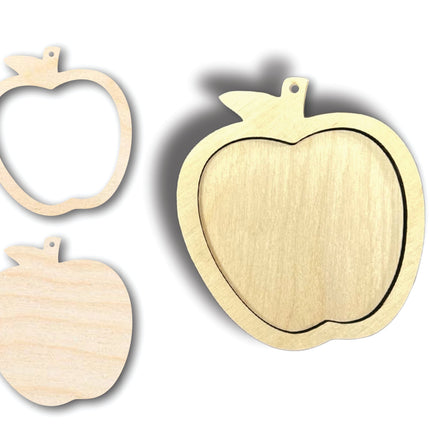 Unfinished Wood 2 Layer Apple Shadowbox Shape | DIY Craft Cutout | up to 46" DIY