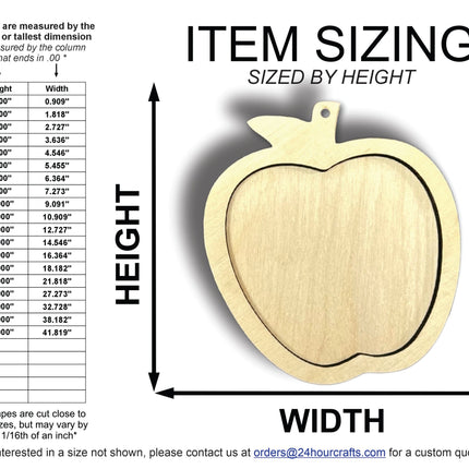 Unfinished Wood 2 Layer Apple Shadowbox Shape | DIY Craft Cutout | up to 46" DIY
