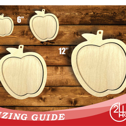 Unfinished Wood 2 Layer Apple Shadowbox Shape | DIY Craft Cutout | up to 46" DIY