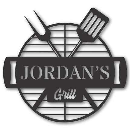 Custom Metal Backyard Grill Sign | Metal BBQ Sign with Name | 15 Color Options