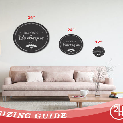 Metal Backyard BBQ Sign | Metal Backyard Wall Decor | 15 Color Options