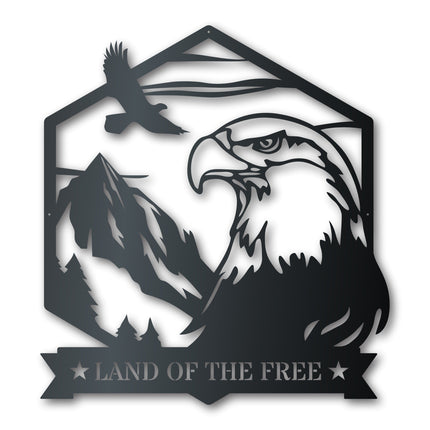 Bald Eagle Metal Sign | Patriotic Mountain Wall Art | Indoor Outdoor | Up to 46" | Over 20 Color Options