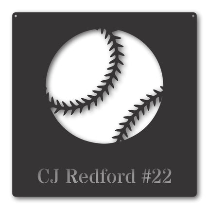 Metal Custom Baseball Name Wall Art | Personalized Baseball Wall Sign | Personalized Baseball Sign | 15 Color Options