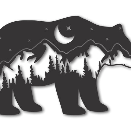 Metal Bear Mountain Wall Art | Bear and Mountain Landscape Metal Wall Art | 15 Color Options