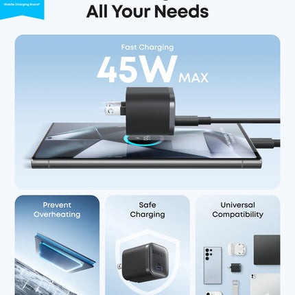Anker Nano Charger (45W) with USB-C to USB-C Cable