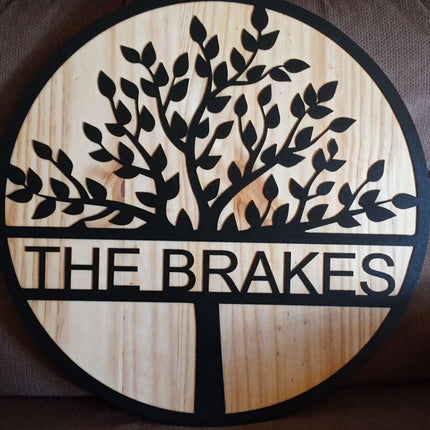 Custom Metal Split Tree Monogram | Personalized Family Name Wall Art | Indoor Outdoor | Up to 46" | Over 20 Color Options |