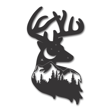 Custom Metal Buck Landscape | Metal Buck and Mountain Wall Art | Metal Buck Wall Decor | 15 Color Options