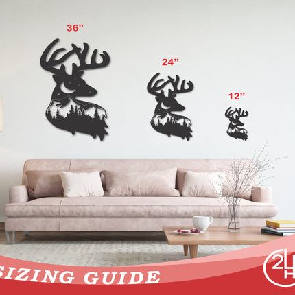 Custom Metal Buck Landscape | Metal Buck and Mountain Wall Art | Metal Buck Wall Decor | 15 Color Options