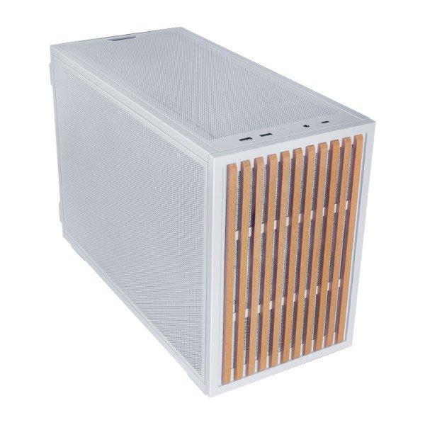 Lian Li B4-mATX Wood Compact SFF Computer Case | Beech Wood Small Form Factor Case with Pre-installed 2 x 120mm Fans | Rotating AC Inlet for Easy Cable Management | Horizontal/Vertical Setup (B4W-WD)