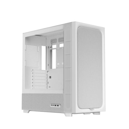 TRYX FLOVA PC Case Mid-Tower, Premium Fabric, CrossFlow Fan, Tool-Free Build, 58L Spacious Design, Supports RTX 5090 GPU & 360mm Liquid Cooling, C-F500F-FM1E-G0W (White)