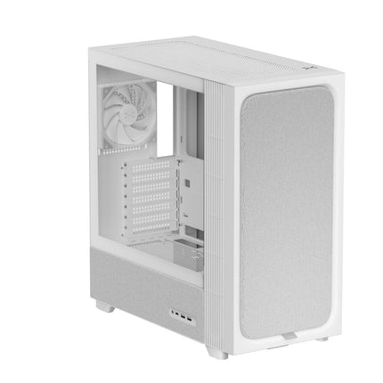 TRYX FLOVA PC Case Mid-Tower, Premium Fabric, CrossFlow Fan, Tool-Free Build, 58L Spacious Design, Supports RTX 5090 GPU & 360mm Liquid Cooling, C-F500F-FM1E-G0W (White)