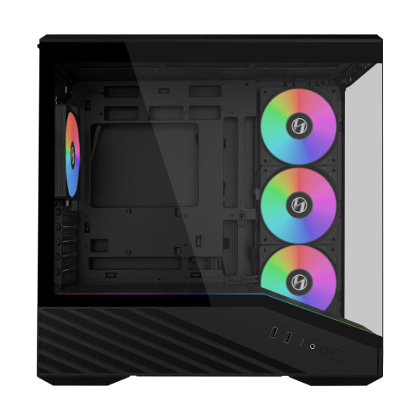 Lian Li VECTOR V100 MINI Micro Form Factor Compact PC Case, Pre-install 4 x 120mm ARGB PWM Fans, Panoramic Tempered Glass, Support Backet-Connect Micro-ATX, 415mm GPU, 360mm Radiator - Black(V100RMIX) W/ 4 ARGB Fans