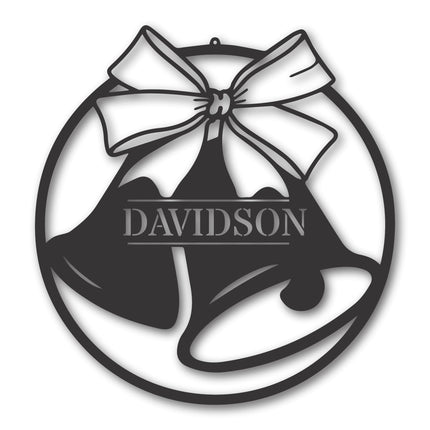 Metal Christmas Bells Wall Art | Custom Metal Christmas Bells Name Sign | Custom Christmas Family Name Sign | 15 color Options