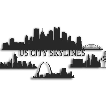 Metal US City Skylines Customizable Wall Art