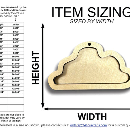 Unfinished Wood 2 Layer Cloud Shadowbox Shape | DIY Craft Cutout | up to 46" DIY