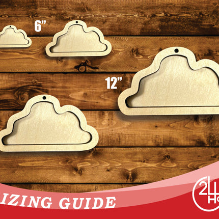 Unfinished Wood 2 Layer Cloud Shadowbox Shape | DIY Craft Cutout | up to 46" DIY