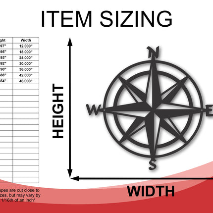 Metal Compass Wall Art | Metal Compass Wall Art | Custom Compass Wall Plaque | 15 Color Options