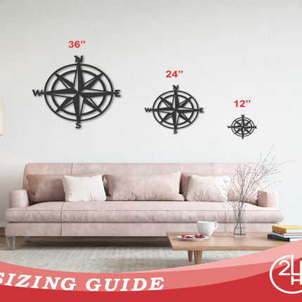 Metal Compass Wall Art | Metal Compass Wall Art | Custom Compass Wall Plaque | 15 Color Options