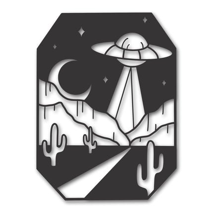 Metal UFO Over Desert Wall Art