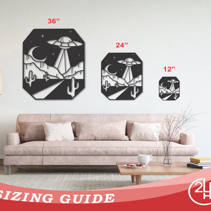 Metal UFO Over Desert Wall Art