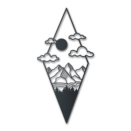 Metal Diamond Mountain Clouds Wall Art | Indoor Outdoor | Up to 46" | Over 20 Color Options