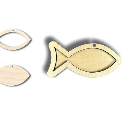 Unfinished Wood 2 Layer Fish Shadowbox Shape | DIY Craft Cutout | up to 46" DIY