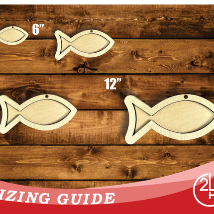 Unfinished Wood 2 Layer Fish Shadowbox Shape | DIY Craft Cutout | up to 46" DIY